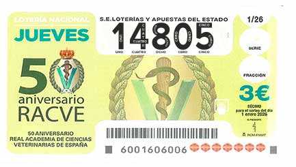 Décimo 14805 del sorteo 1-01/01/2026 Jueves