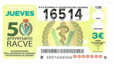 Décimo 16514 del sorteo 1-01/01/2026 Jueves