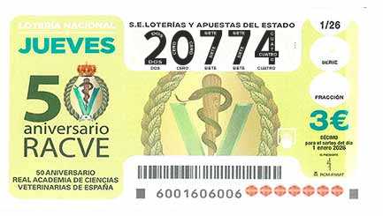 Décimo 20774 del sorteo 1-01/01/2026 Jueves