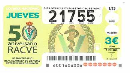 Décimo 21755 del sorteo 1-01/01/2026 Jueves