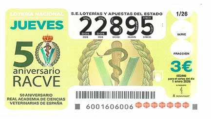 Décimo 22895 del sorteo 1-01/01/2026 Jueves