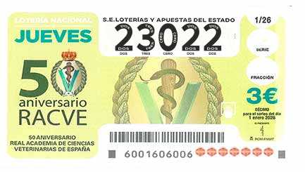 Décimo 23022 del sorteo 1-01/01/2026 Jueves