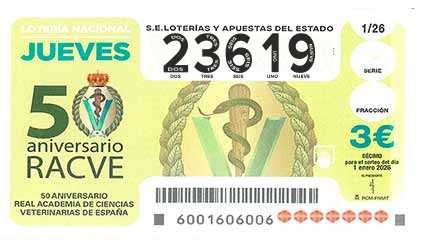 Décimo 23619 del sorteo 1-01/01/2026 Jueves