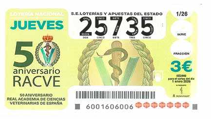 Décimo 25735 del sorteo 1-01/01/2026 Jueves