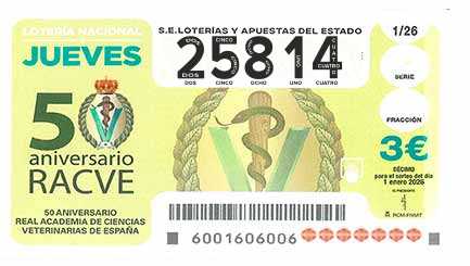 Décimo 25814 del sorteo 1-01/01/2026 Jueves