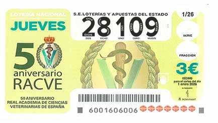 Décimo 28109 del sorteo 1-01/01/2026 Jueves