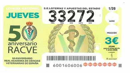 Décimo 33272 del sorteo 1-01/01/2026 Jueves