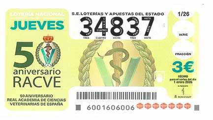 Décimo 34837 del sorteo 1-01/01/2026 Jueves