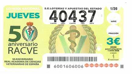 Décimo 40437 del sorteo 1-01/01/2026 Jueves