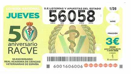 Décimo 56058 del sorteo 1-01/01/2026 Jueves