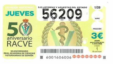 Décimo 56209 del sorteo 1-01/01/2026 Jueves