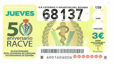 Décimo 68137 del sorteo 1-01/01/2026 Jueves