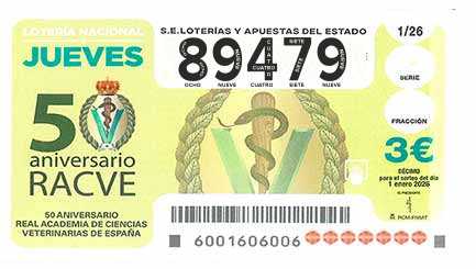 Décimo 89479 del sorteo 1-01/01/2026 Jueves