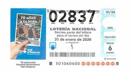 Décimo 02837 del sorteo 10-31/01/2026 Sábado