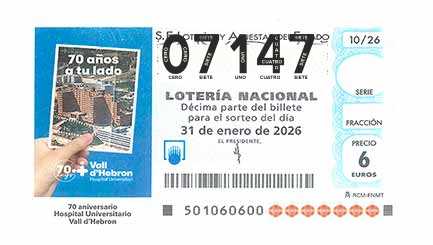 Décimo 07147 del sorteo 10-31/01/2026 Sábado
