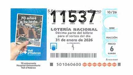 Décimo 11537 del sorteo 10-31/01/2026 Sábado