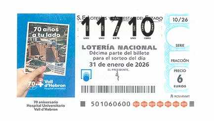 Décimo 11710 del sorteo 10-31/01/2026 Sábado