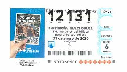 Décimo 12131 del sorteo 10-31/01/2026 Sábado