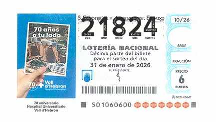 Décimo 21824 del sorteo 10-31/01/2026 Sábado