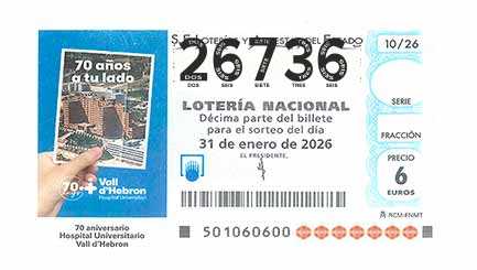 Décimo 26736 del sorteo 10-31/01/2026 Sábado
