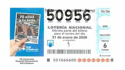 Décimo 50956 del sorteo 10-31/01/2026 Sábado