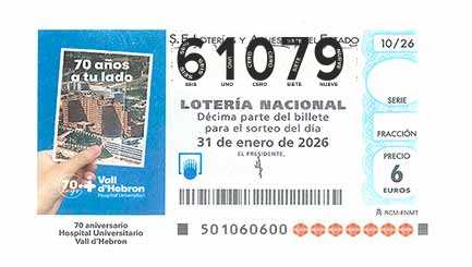 Décimo 61079 del sorteo 10-31/01/2026 Sábado