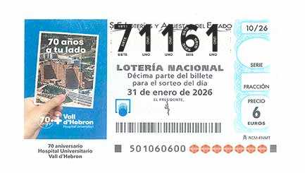Décimo 71161 del sorteo 10-31/01/2026 Sábado