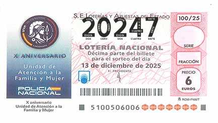 Décimo 20247 del sorteo 100-13/12/2025 Sábado