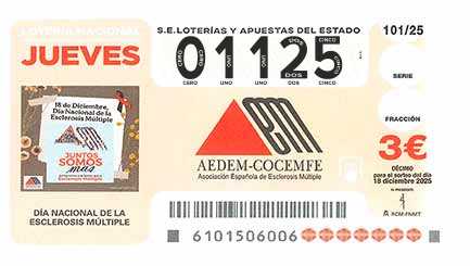 Décimo 01125 del sorteo 101-18/12/2025 Jueves