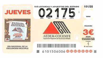 Décimo 02175 del sorteo 101-18/12/2025 Jueves