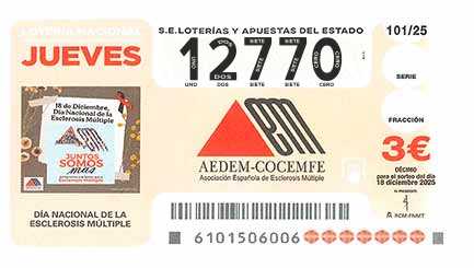 Décimo 12770 del sorteo 101-18/12/2025 Jueves