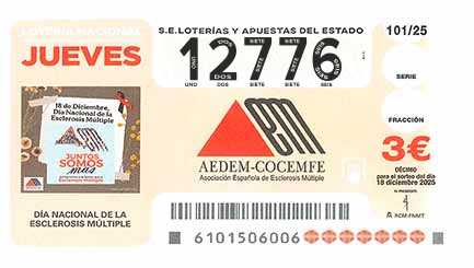 Décimo 12776 del sorteo 101-18/12/2025 Jueves