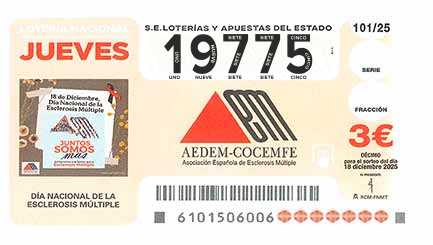 Décimo 19775 del sorteo 101-18/12/2025 Jueves