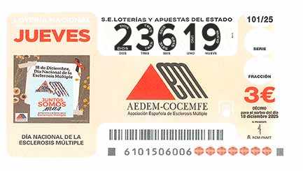 Décimo 23619 del sorteo 101-18/12/2025 Jueves