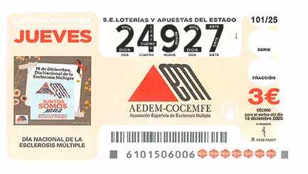 Décimo 24927 del sorteo 101-18/12/2025 Jueves