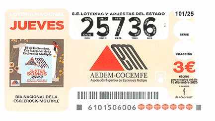 Décimo 25736 del sorteo 101-18/12/2025 Jueves