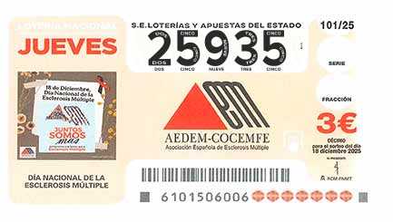 Décimo 25935 del sorteo 101-18/12/2025 Jueves