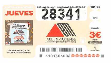 Décimo 28341 del sorteo 101-18/12/2025 Jueves