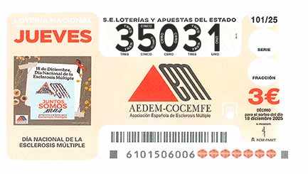 Décimo 35031 del sorteo 101-18/12/2025 Jueves