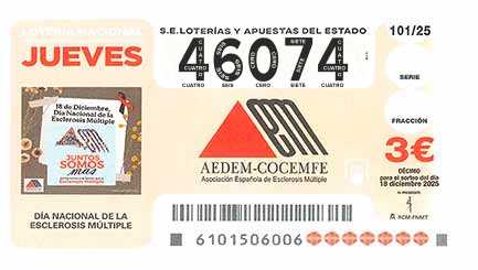 Décimo 46074 del sorteo 101-18/12/2025 Jueves