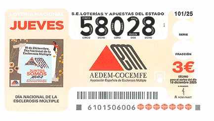 Décimo 58028 del sorteo 101-18/12/2025 Jueves
