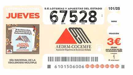 Décimo 67528 del sorteo 101-18/12/2025 Jueves