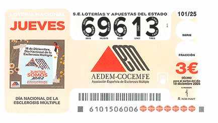 Décimo 69613 del sorteo 101-18/12/2025 Jueves