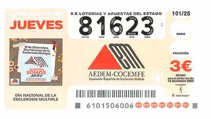 Décimo 81623 del sorteo 101-18/12/2025 Jueves