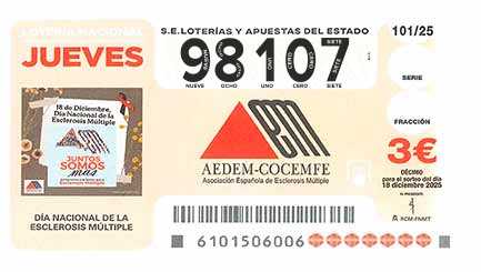 Décimo 98107 del sorteo 101-18/12/2025 Jueves