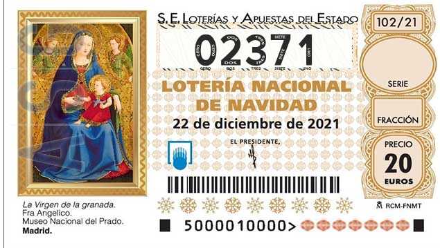 Décimo 02371 del sorteo 102-22/12/2021 Navidad