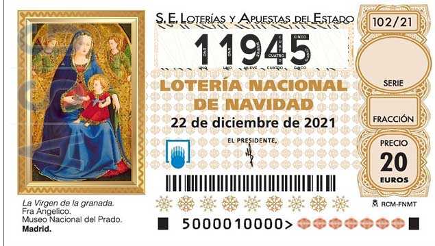 Décimo 11945 del sorteo 102-22/12/2021 Navidad