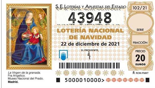 Décimo 43948 del sorteo 102-22/12/2021 Navidad