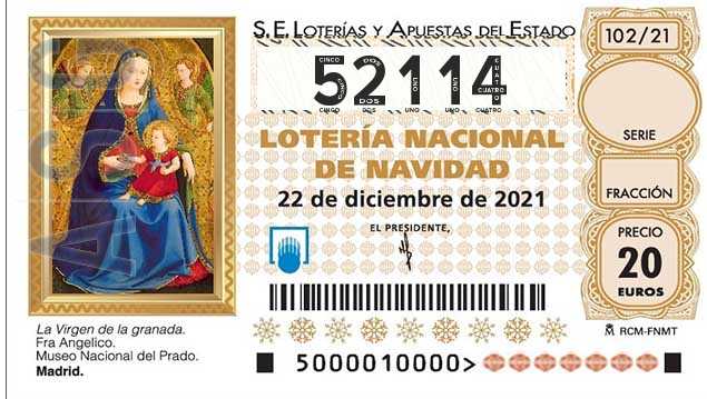 Décimo 52114 del sorteo 102-22/12/2021 Navidad