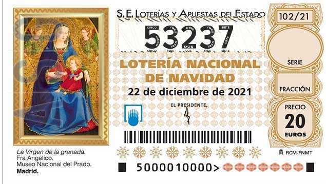 Décimo 53237 del sorteo 102-22/12/2021 Navidad